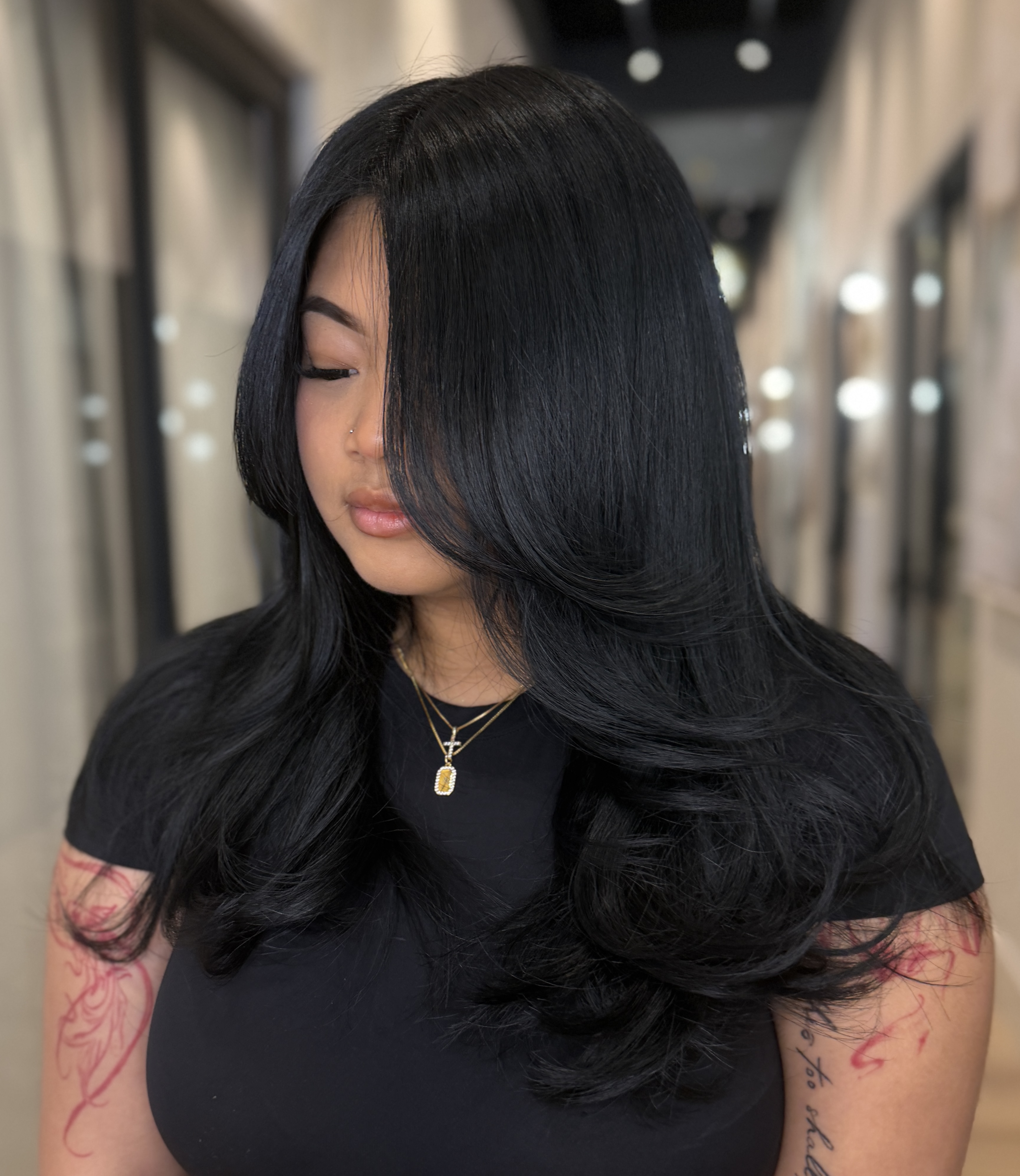 Face-framing layered haircut with movement — Likha Studio, Fontana CA